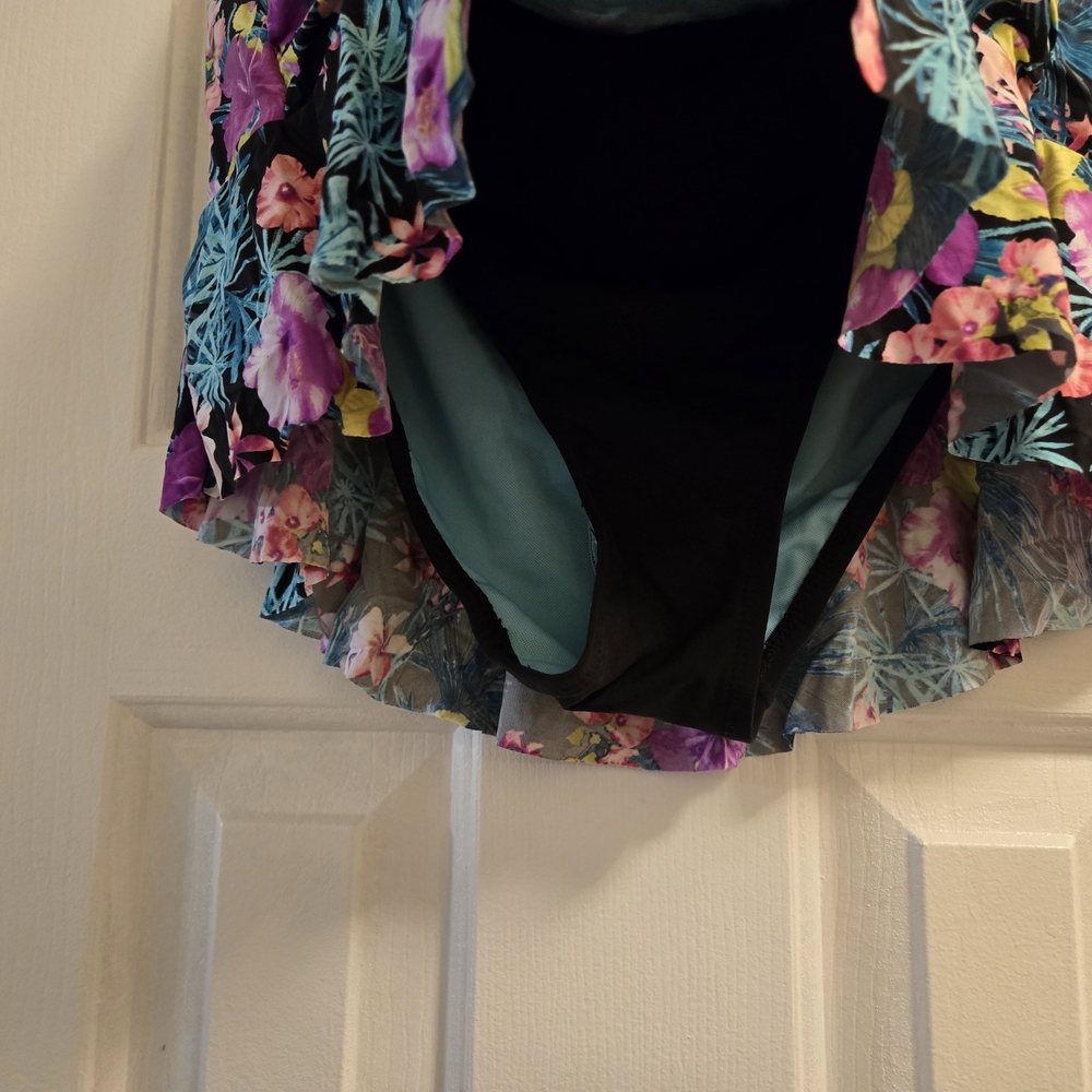 3 PIECE SET  Floral Swim Skirt and Bikini Bottom Set And Top - Picture 3 of 10
